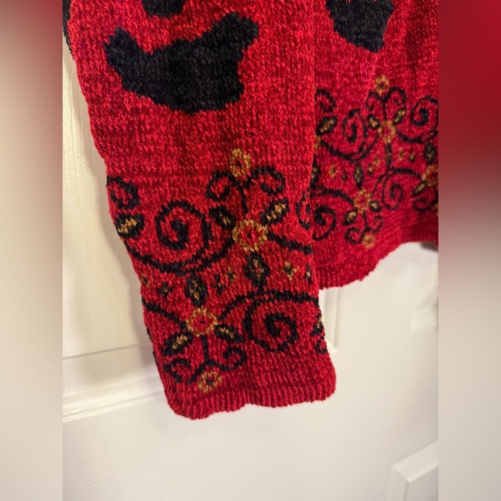 Vintage Tsunami Red Black Abstract Patterned Button Up Cardigan Sweater Size M - Picture 6 of 6